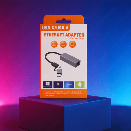(0625) Type c + usb 3.0 to lan 1000 MBPS orange box