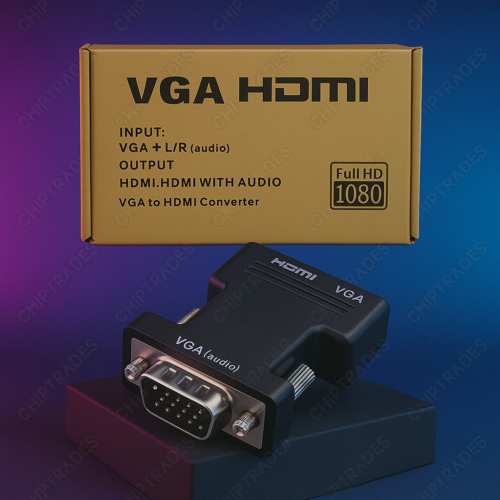 (0625) Vga to Hdmi brown box with Audio
