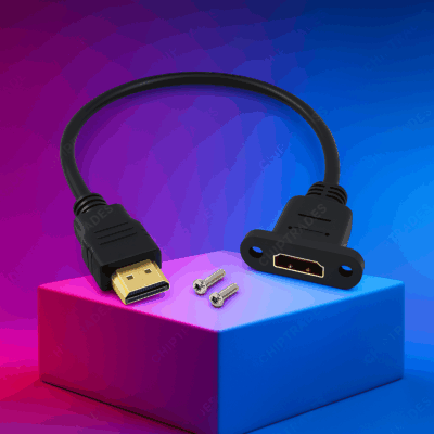 (824) HDMI male Female with ear (30 cm)