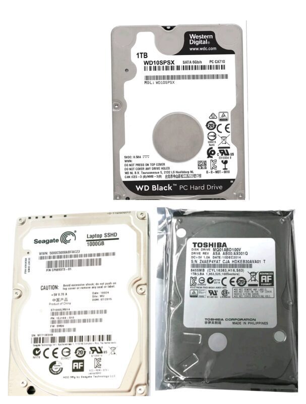 (524) (TDS) Refurbished 1TB laptop HDD (Seagate, WD, Toshiba) with polyethene Pack (No Warranty) - Image 2