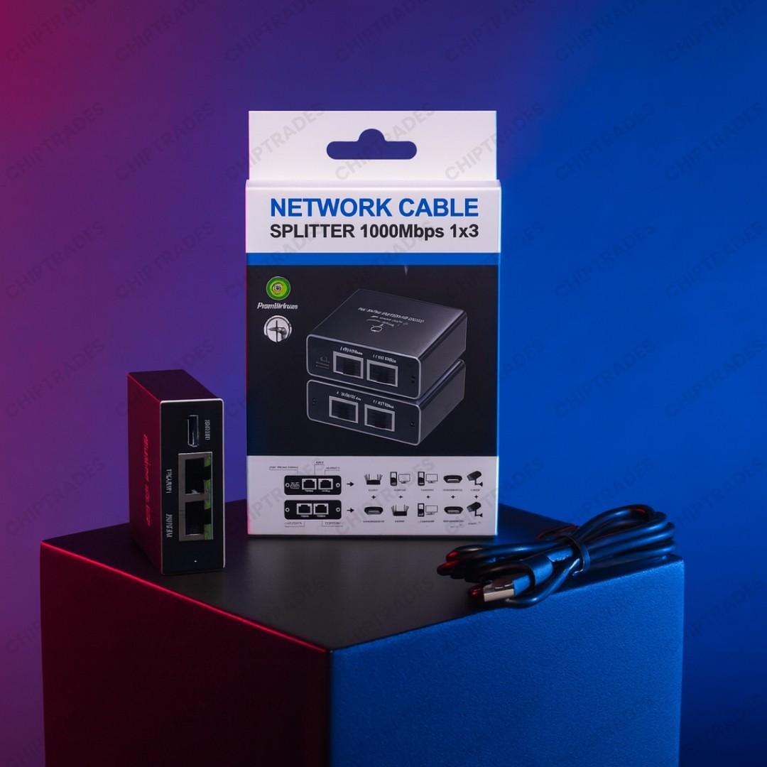 (New 25) Network cable splitter 1x3 (1000Mbps)