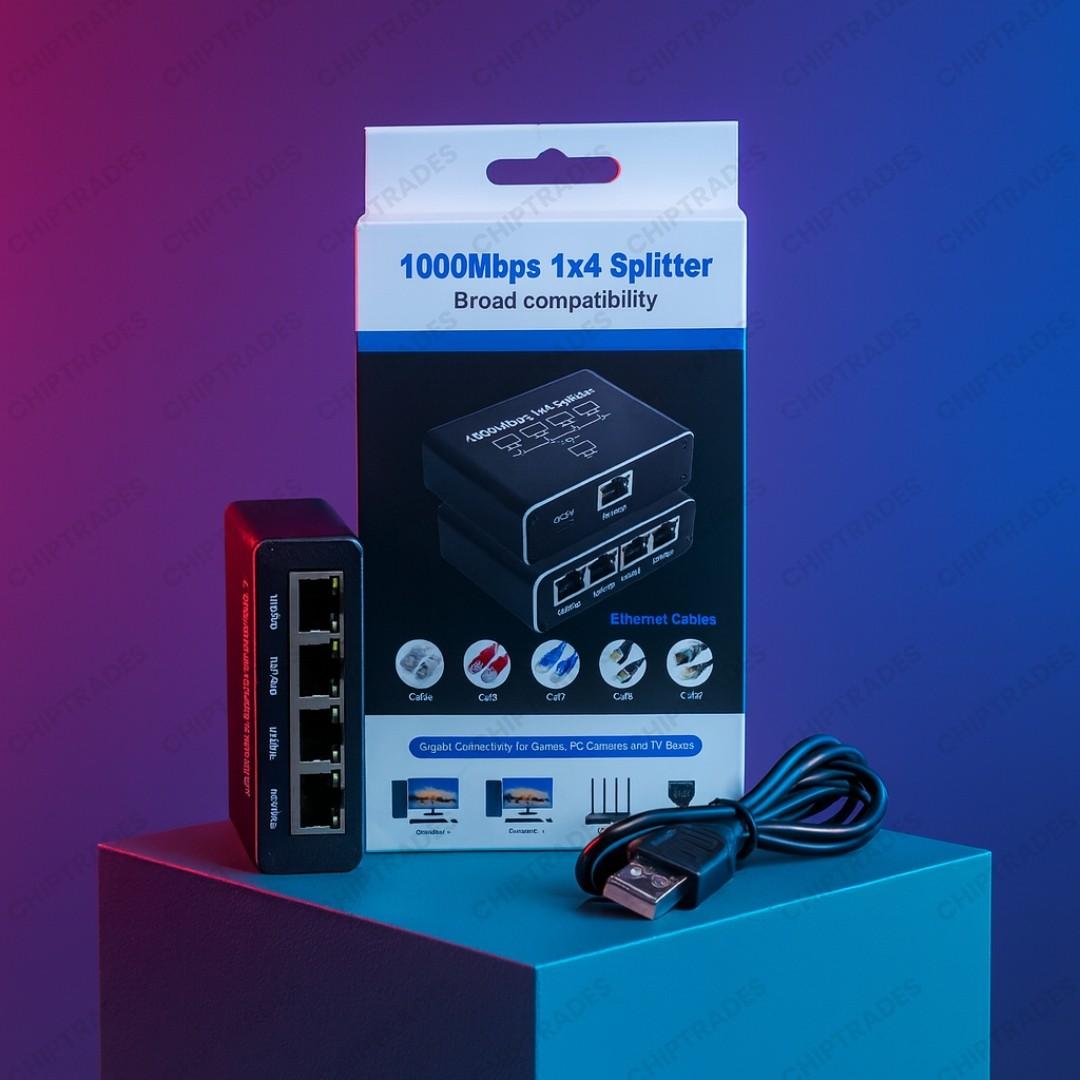 (New 25) Network cable splitter 1x4 (1000Mbps)