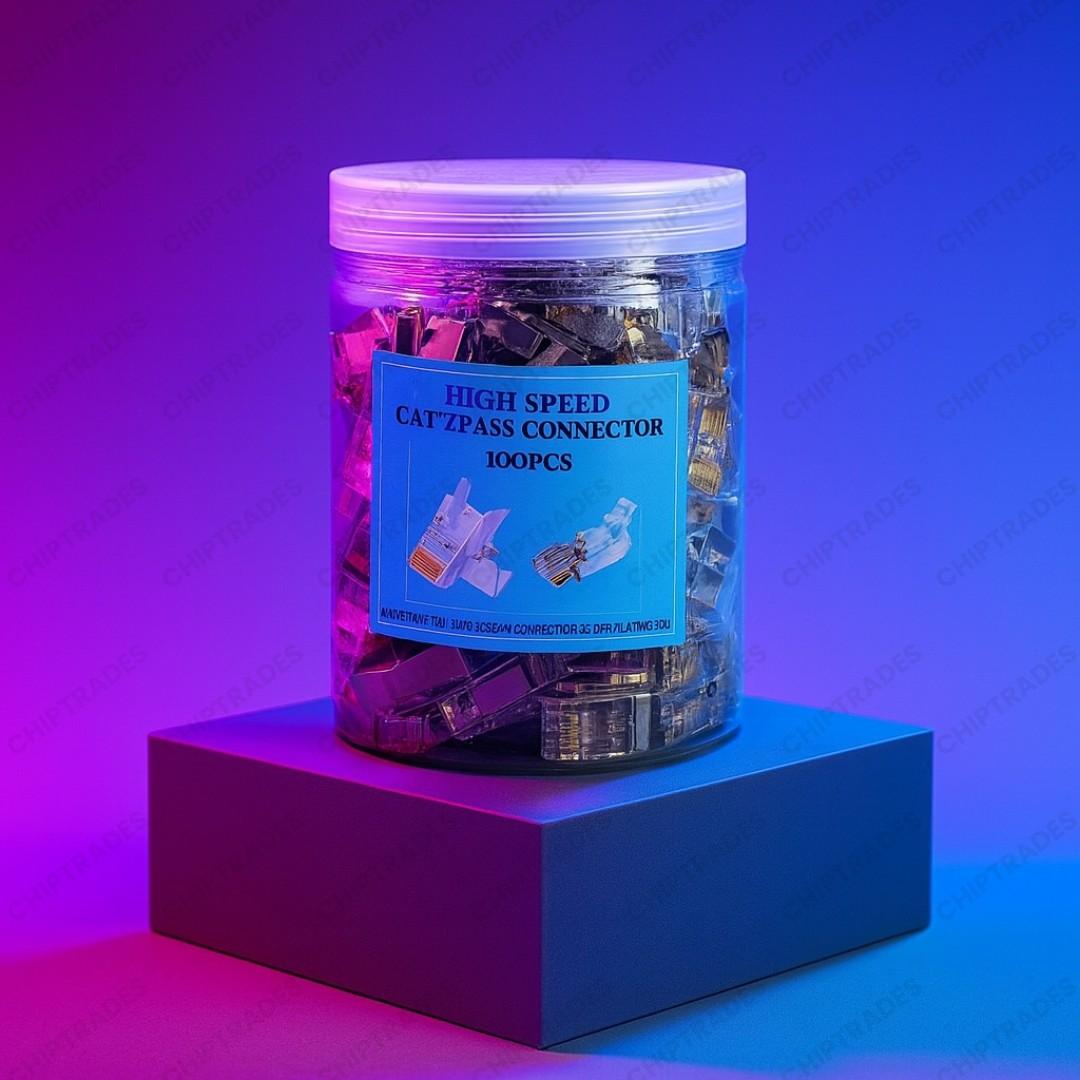 (New 25) cat7 pass through metal connector (bottle pack)