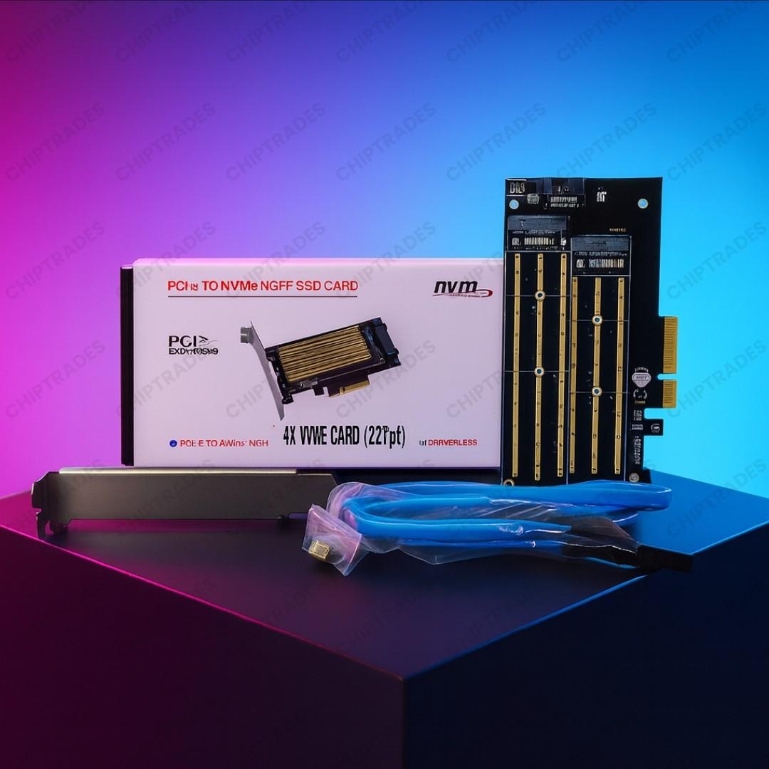 (New 25) 4x NVME +m2 ngff (2port) with small clamp