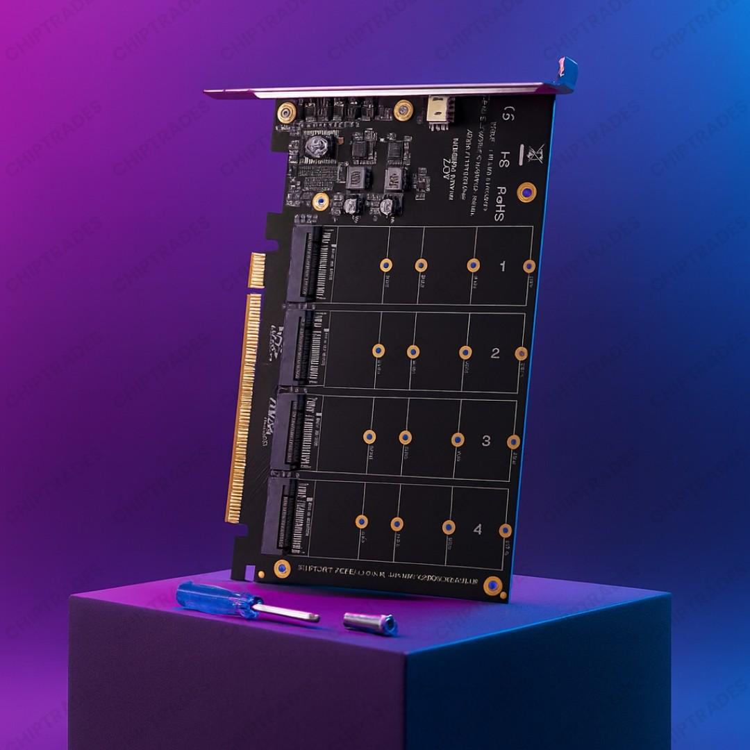 (New 25) PCI express 16x nvme card (4 Port)