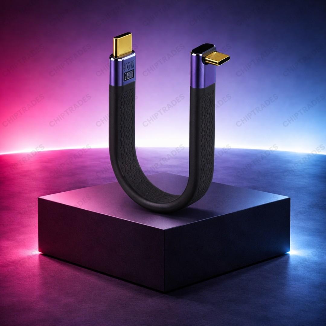 (NEW26) ZC-033 Type C Male to Male (Right Angle) Usb C Cable 5.3 inch