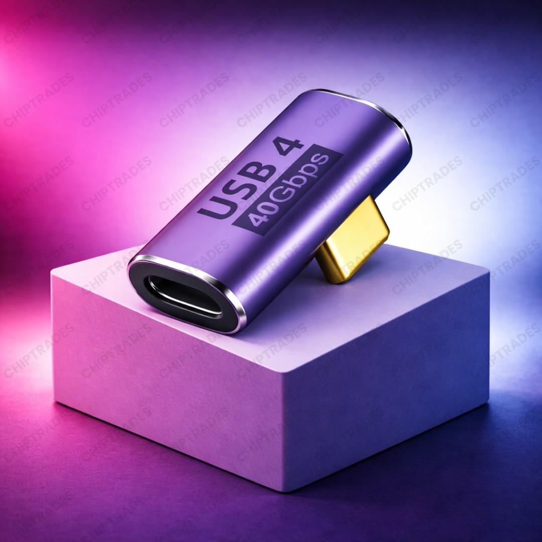 (NEW26) ZC-021 Type C Male Female Right Angle 40gbps