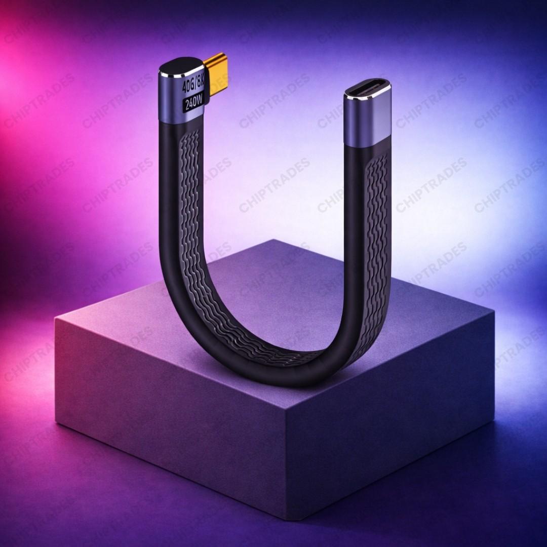 (NEW26) ZC-031 Type C Male (Right Angle) to Female Usb C Cable 5.3 inch