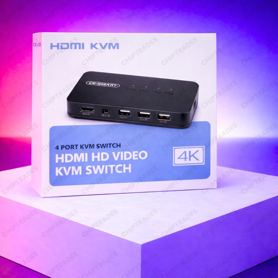 (NEW26) Hdmi kvm switch 4 port with cables