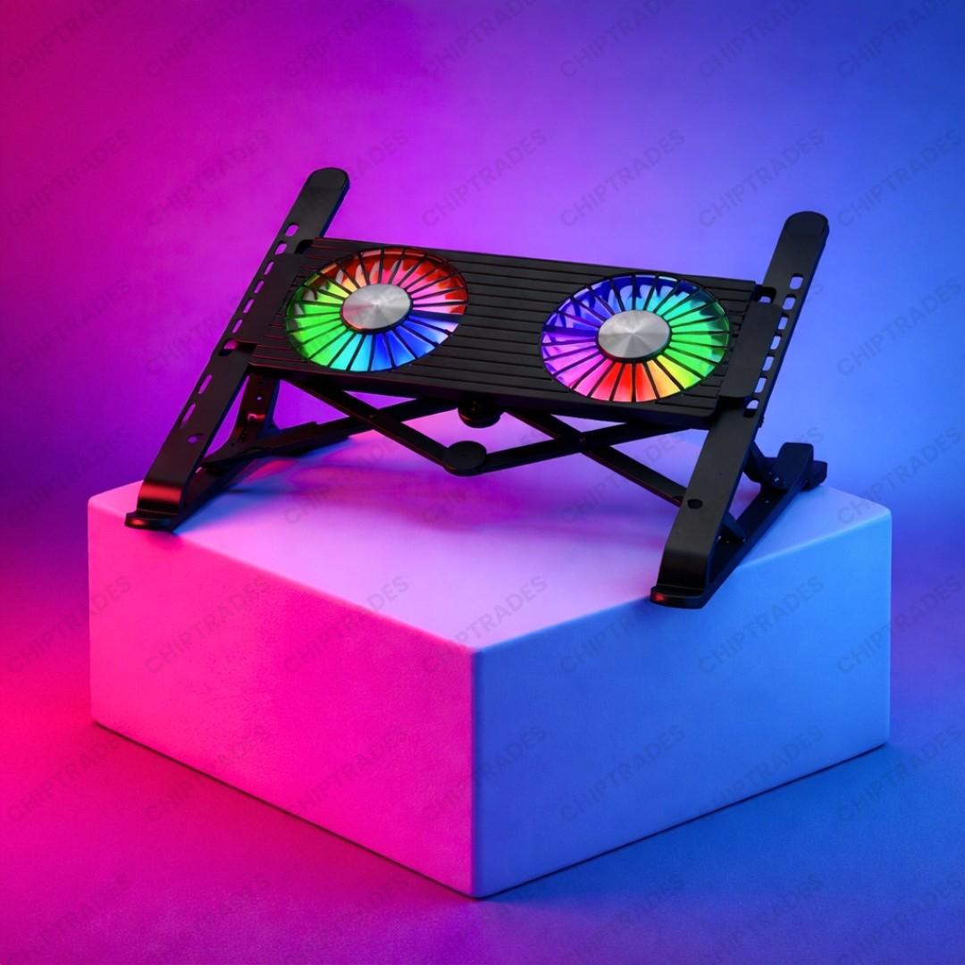 (0326) Laptop stand aluminium with 2 fan (Small brown box) - P023J