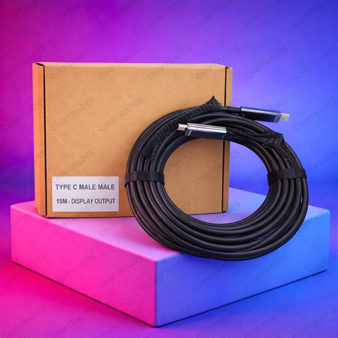 (NEW26) For Display Type C Male Male 15mtr (Fibre) Brown Box - K095