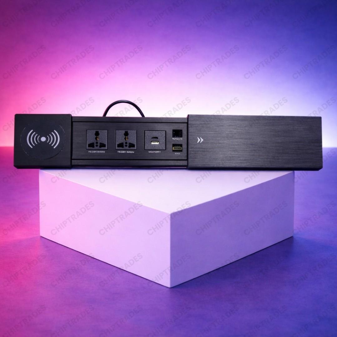 (NEW26) Pop up box slip socket BC-01 (W/L Charge +2 socket +usb+C+network+hdmi) black