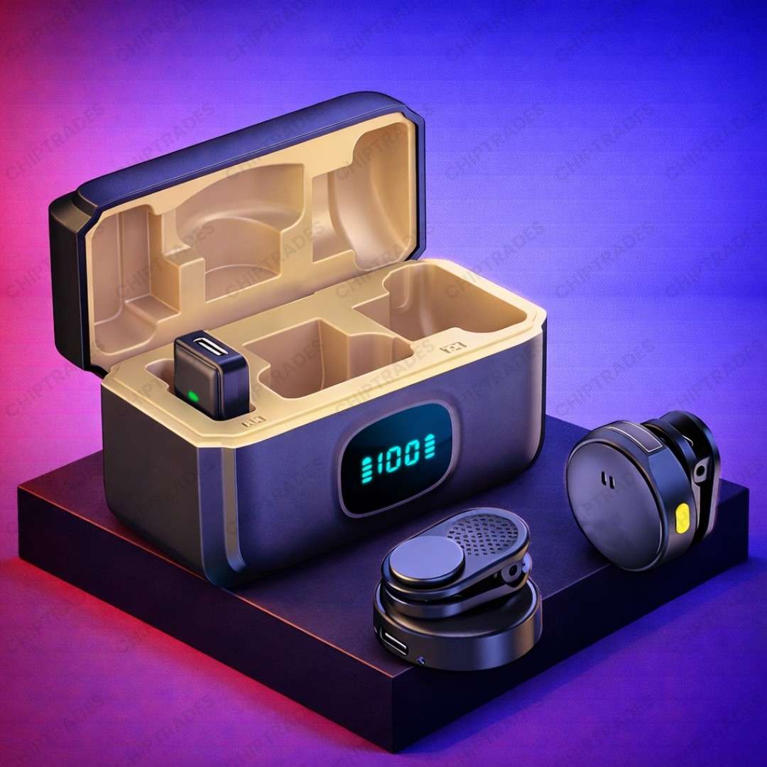 (0426) Magnetic wireless microphone Dual mic 2 in 1