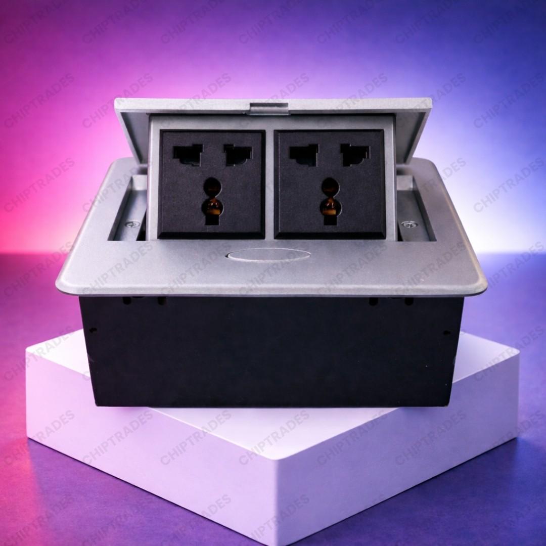 (NEW26) pop up box BD300-5 (2 sockets) Silver model - AO77J