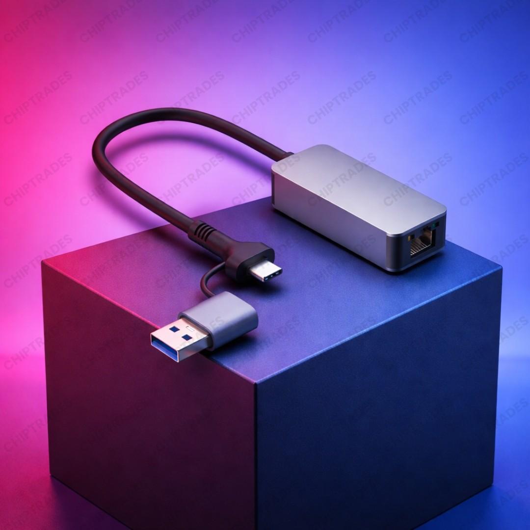 (NEW26) 2 in 1 (Usb 3.0 + Type C) to Lan 2.5G (2500 Mbps) (White Box) - A099B