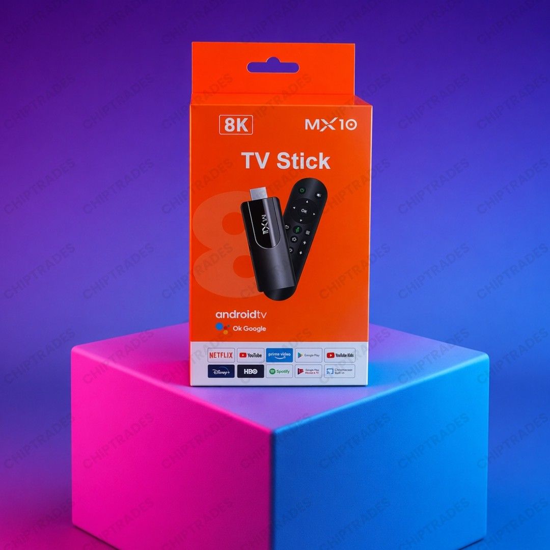 (NEW26) TV Stick MX10 with Voice (Orange Box) 2gb + 16gb / Version 13