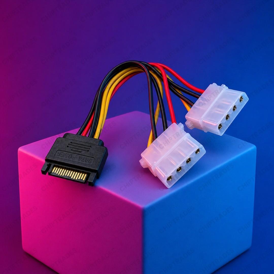 (NEW26) W019 15 Pin Sata Male to 4 Pin Power Female Y Cable