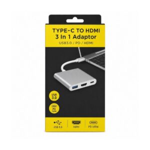 (0826) (PD) HDMI + USB3.0+TypeC ( Type C to HDMI 3 in 1 adapter)