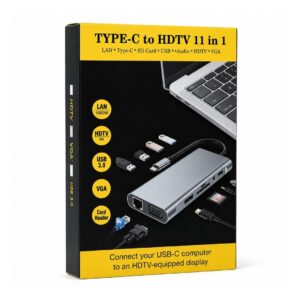(0326) Type c 11 in 1 (Hdmi/Vga/Audio/USBX4/Lan/Type C/Micro SD/TF Card Reader