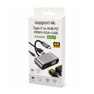 (0726) type c 4 in1 hdmi+vga +usb +c
