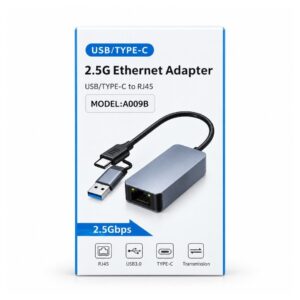 (1026) 2 in 1 (Usb 3.0 + Type C) to Lan 2.5G (2500 Mbps) (White Box) - A099B